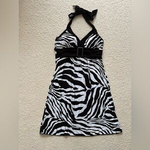 Zebra Print Halter Dress A.BYER